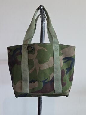 LL Bean Camo Canvas Tote Bag - Green Woodland Print